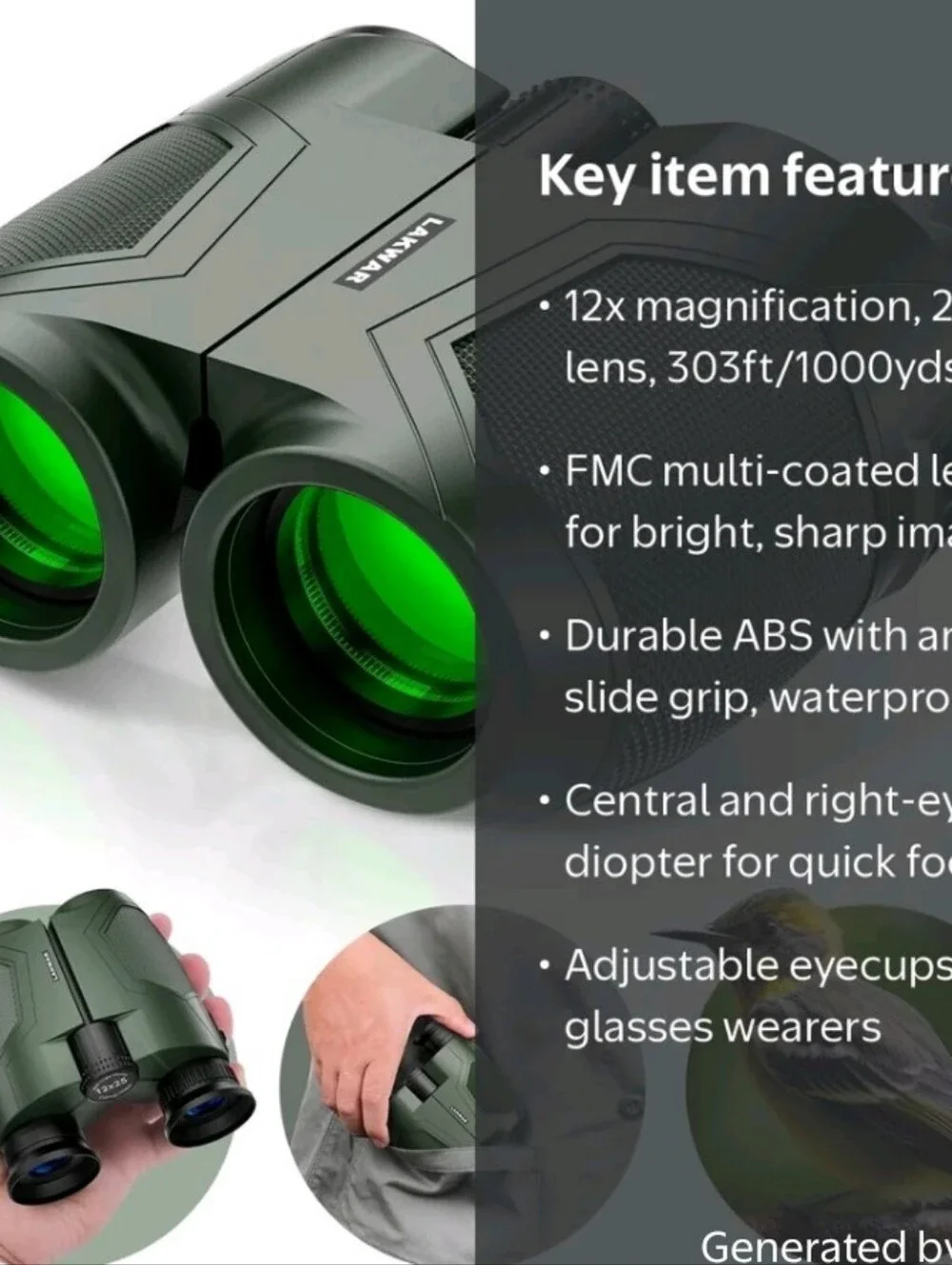 Compact Binoculars for Adults-12x25 Small Binoculars for Bird Watching Hunting W